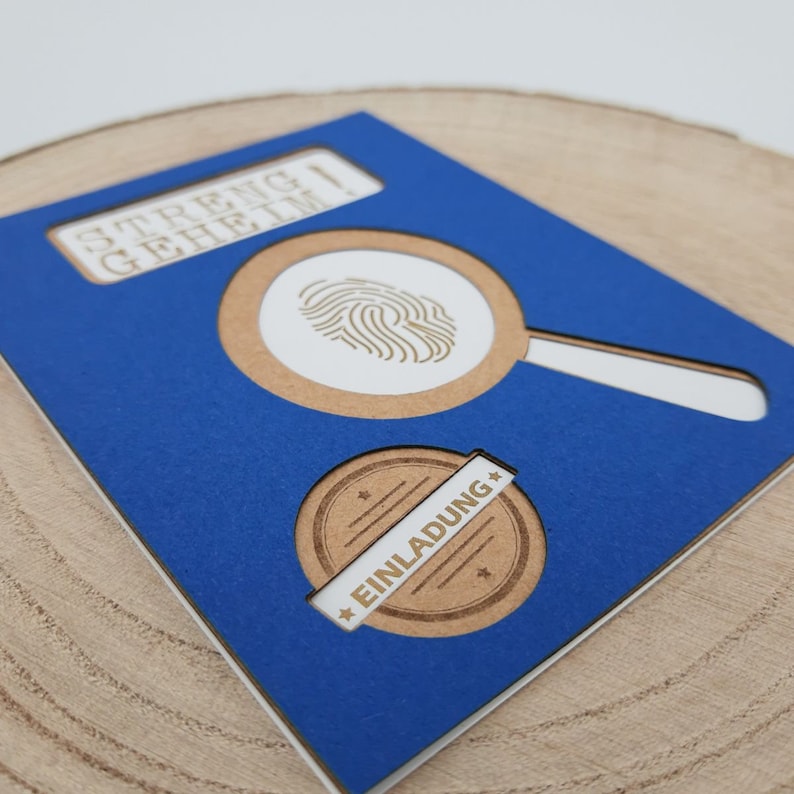 Detective-themed children's birthday party invitation, spy party invitation, top secret invitation, magnifying glass card, birthday card image 5