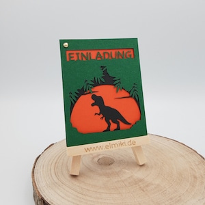 Dino Einladungskarten Kindergeburtstag Einladung für Kinder mit Dinosaurier Handgefertigte Einladung Dino T-Rex
