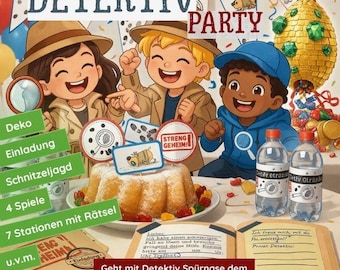 DIGITAL: Printable Detective Party Kit, for children's birthdays aged 5 and up