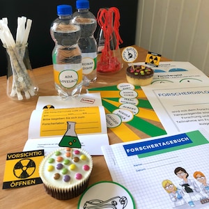 druckbare Forscher Party Wissenschaftler Kindergeburtstag Deko Party Einladung Spiele Experimente zum ausdrucken Mottoparty Labor