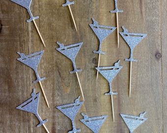 Martini glass cupcake topper (12 pc) double sided