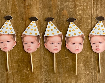 Face cupcake toppers, double sided, birthday, 18th, 21st, 30th, 40th, 50th, cupcake toppers, custom cupcake topper, bachelorette party, grad