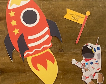 Rocket and astronaut came topper set, double sided, kids birthday party, rocket cake topper, cake topper, astronaut cake topper, cake topper
