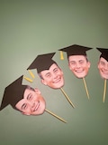 graduation cap cupcake topper, double sided,12 pcs, face cupcake toppers, custom face cupcake toppers, birthday cupcake topper.