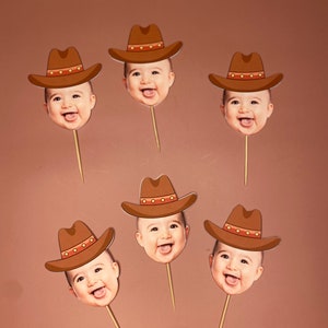 COWBOY hat face cupcake toppers,cupcake toppers , cowboy hat, cupcake toppers, baby boy, baby girl, birthday party, western, cowboy, toppers