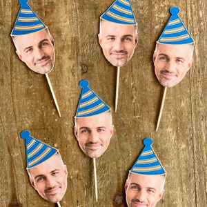 Face cupcake toppers, double sided, custom cupcake topper,18th, 21st, 30th, 40th, 50th, birthday party decor, cute birthday cupcake topper.