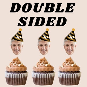 Face cupcake toppers, photo cupcake topper,birthday cupcake toppers, 18th, 21st, 40th, 50th,60th Custom cupcake topper. donut cake muffin,