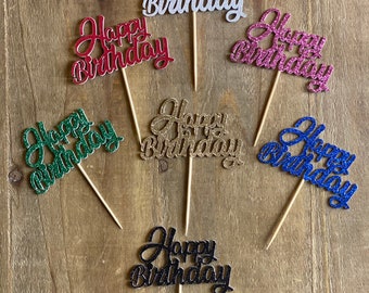 Happy birthday cupcake topper, 12pc,double sided , birthday cupcake topper, cake topper, party decor, cupcake decor, birthday party.