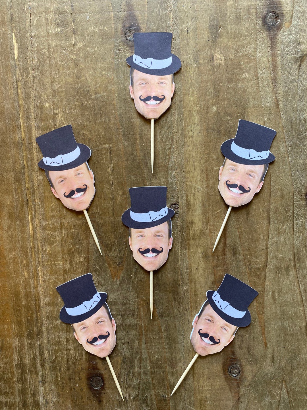 Top Hat and Mustache Cupcake Topper DOUBLE SIDED Top Hat Etsy