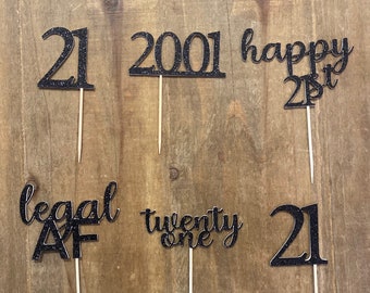 21st birthday cupcake topper ,double sided, birthday cupcake topper, finally legal cupcake topper, party decor,cake topper