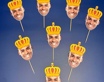 CROWN face cupcake toppers, double sided, crown toppers, king crown cupcake toppers, birthday cupcake toppers, cupcake toppers,king.