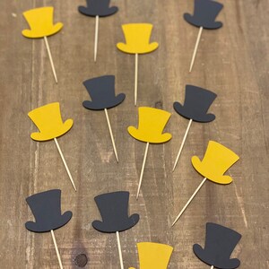 Top hat cupcake topper (12 pc) double sided, birthday cupcake toppers, party decor, cupcake toppers, birthday party,celebration, anniversary