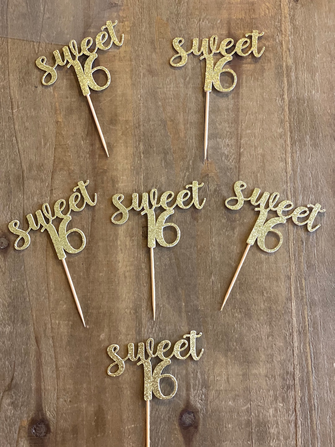 Sweet 16 Cupcake Topper, Double Sided, Birthday Cupcake Topper