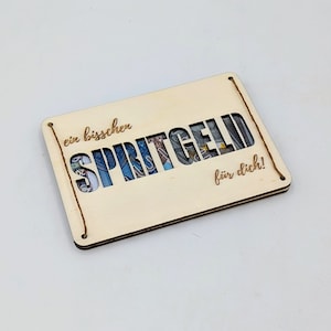 Geldgeschenkkarte "Spritgeld" mit Rückseite und Kordel Edition 2.0