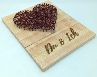 Thread heart with text kit or ready-tied