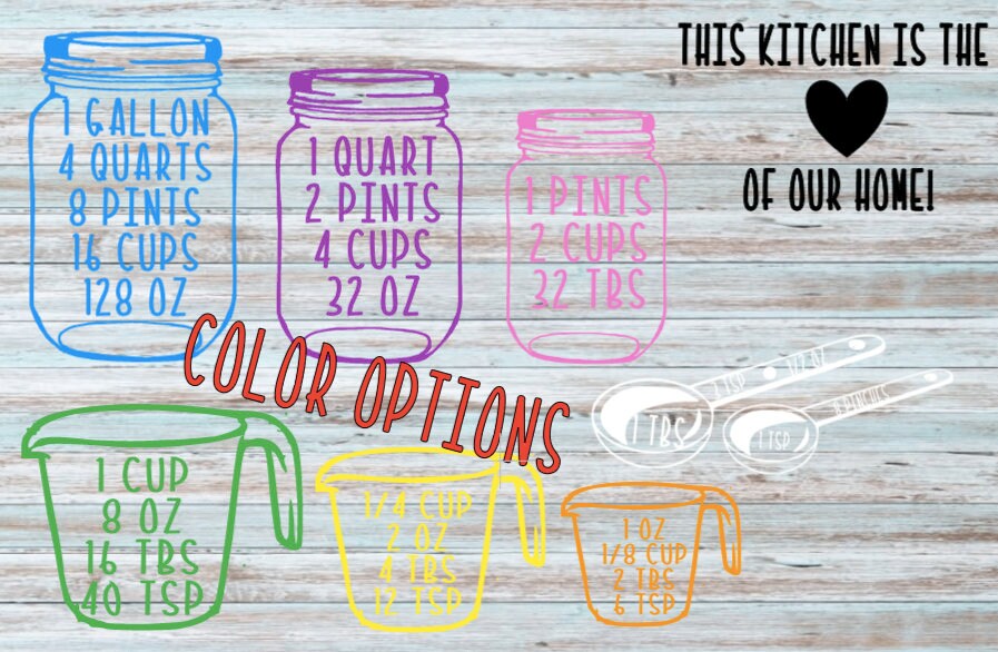 Measuring Cup Conversion Decal Measuring Cup Cheat Sheet | Etsy