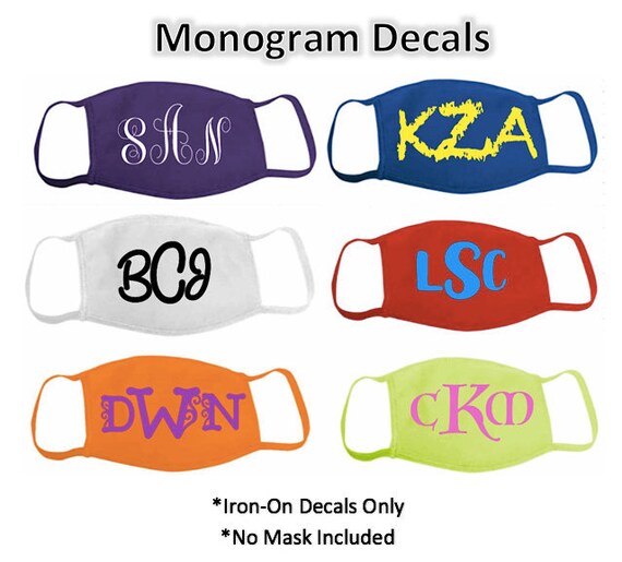 Download Iron On Decals Svg Face Mask Monogram Decals Iron On Etsy