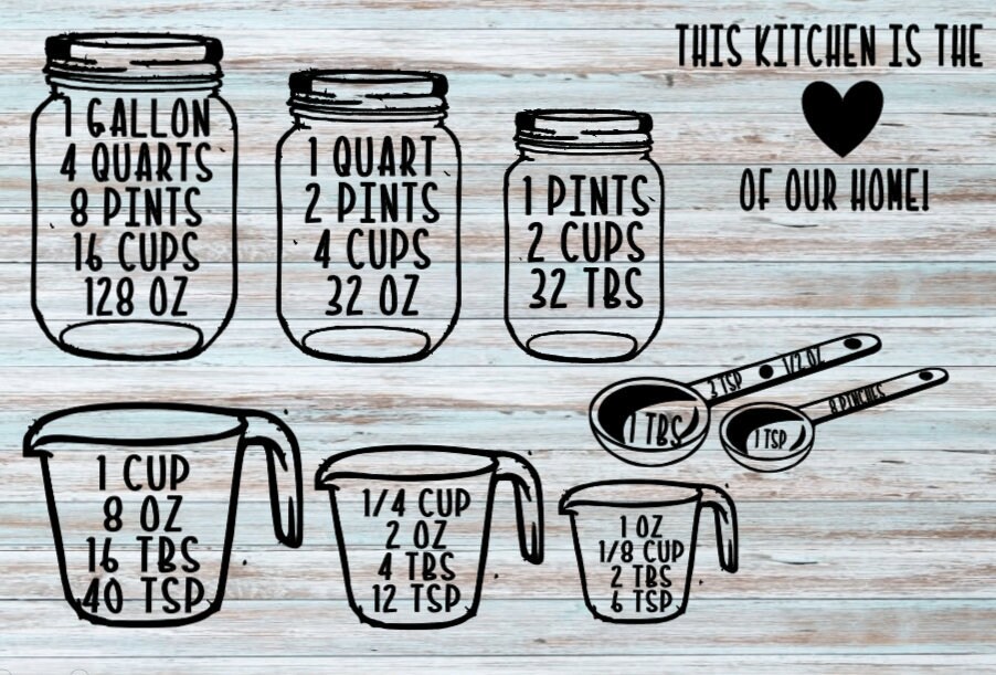 Measuring Cup Conversion Decal Measuring Cup Cheat Sheet | Etsy