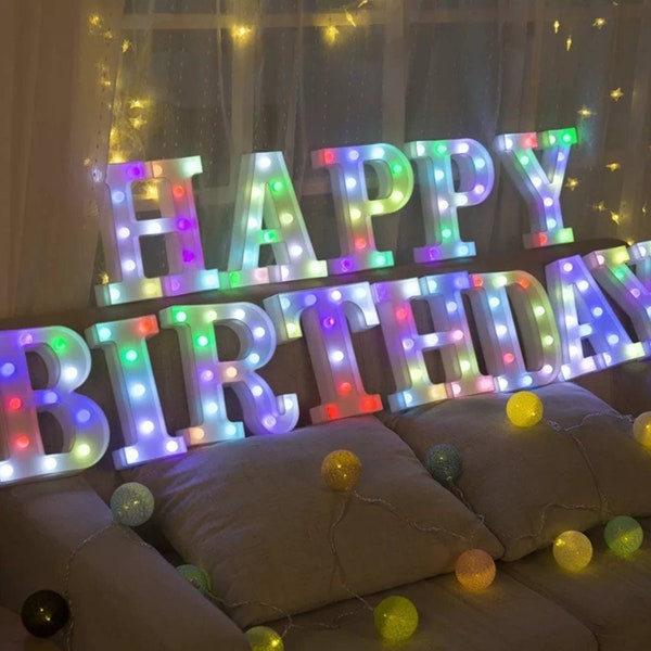 LED Letters Numbers 22cm Height. Colour Event Decor. Wedding Valentines Light Up Letters