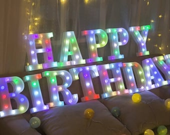 LED Letters Numbers 22cm Height. Colour Event Decor. Wedding Valentines Light Up Letters