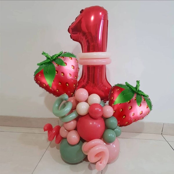 Strawberry Balloons. Birthday Number (31 / 42 Piece) Ages 1 - 9 UK STOCK