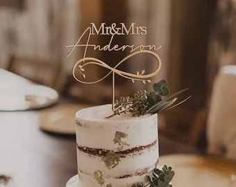 Décoration de gâteau de mariage personnalisé rustique / Mr et Mme de gâteau / gâteau pour anniversaire / décoration de gâteau personnalisée / nom de famille