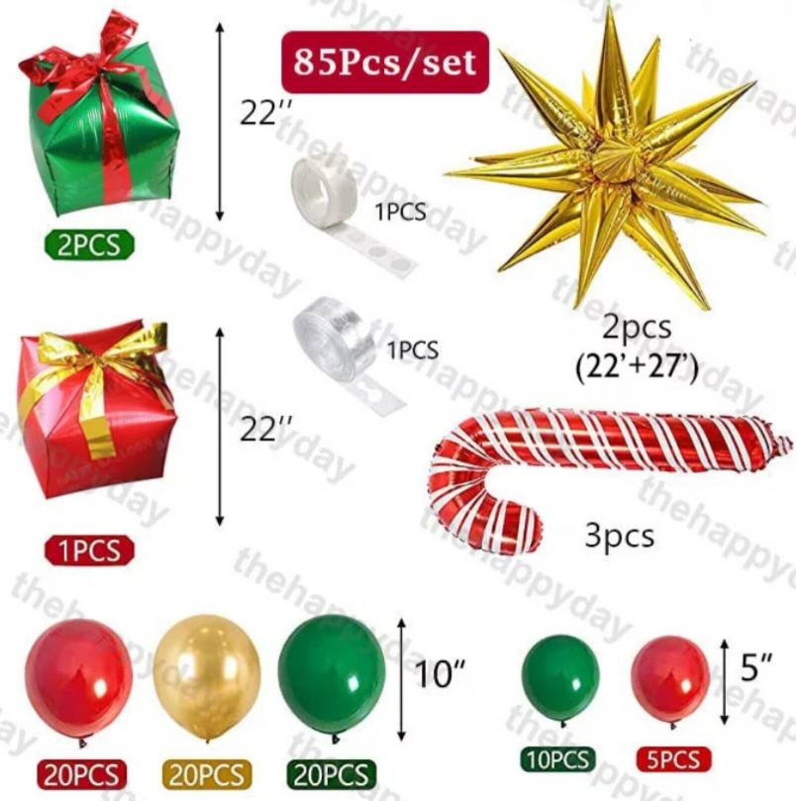 Balloon Arch Garland Kit. Christmas. Festive. Red Gold Green. Etsy UK