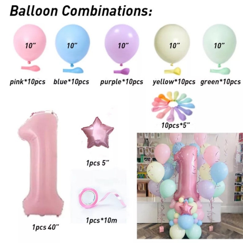 Pastel Rainbow Birthday Number Stack 65 Piece Ages 1 9 UK Stock Balloons image 4