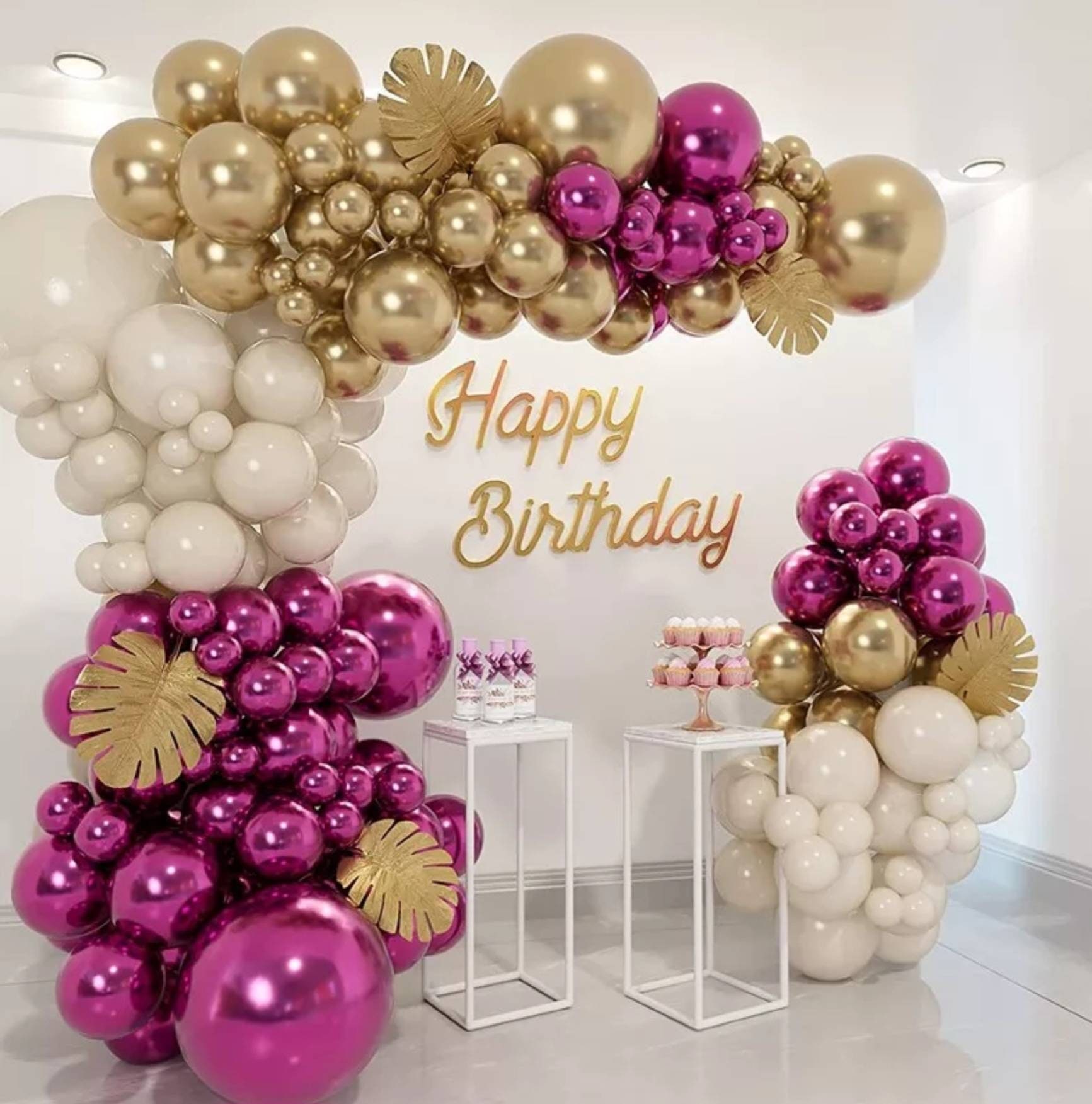 PartyWoo Decoraciones de 30 cumpleaños para ella, 29 piezas de decoraciones  de fiesta de oro rosa, globos de feliz cumpleaños, globos del número 30