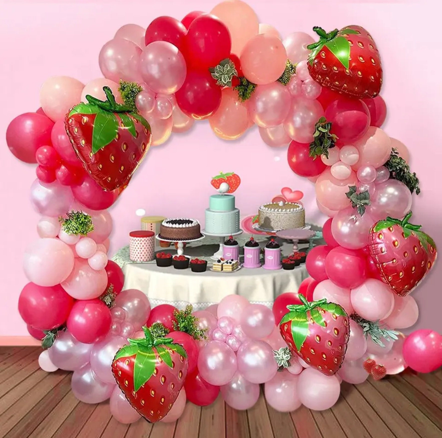 Strawberry Party Decoration Balloon Garland Arch Kit - Temu New Zealand