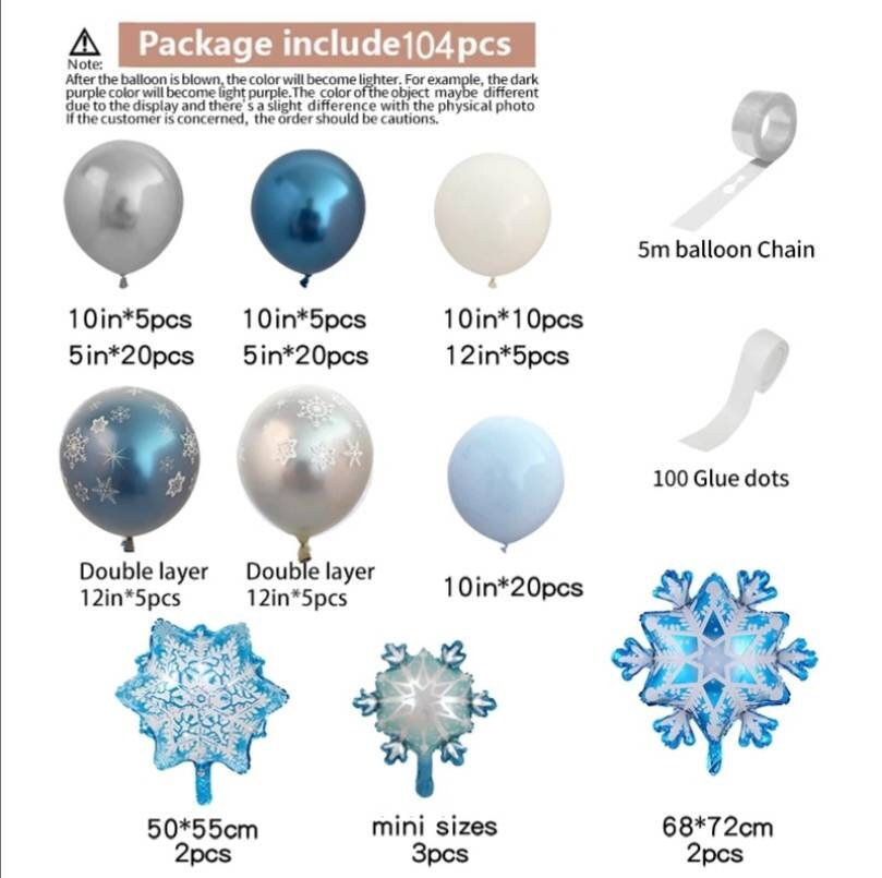 Balloon Arch Garland Kit 104 Piece Christmas Frozen Blue - Etsy