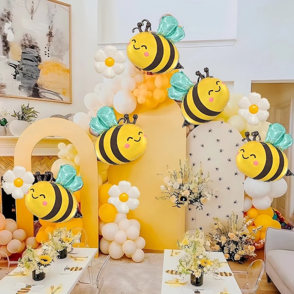 Bee Balloon Arch Garland Kit (132 Piece) Yellow, Honey