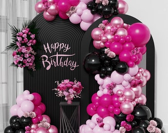 Hot Pink & Black Balloon Garland (126 Piece) Party Decor