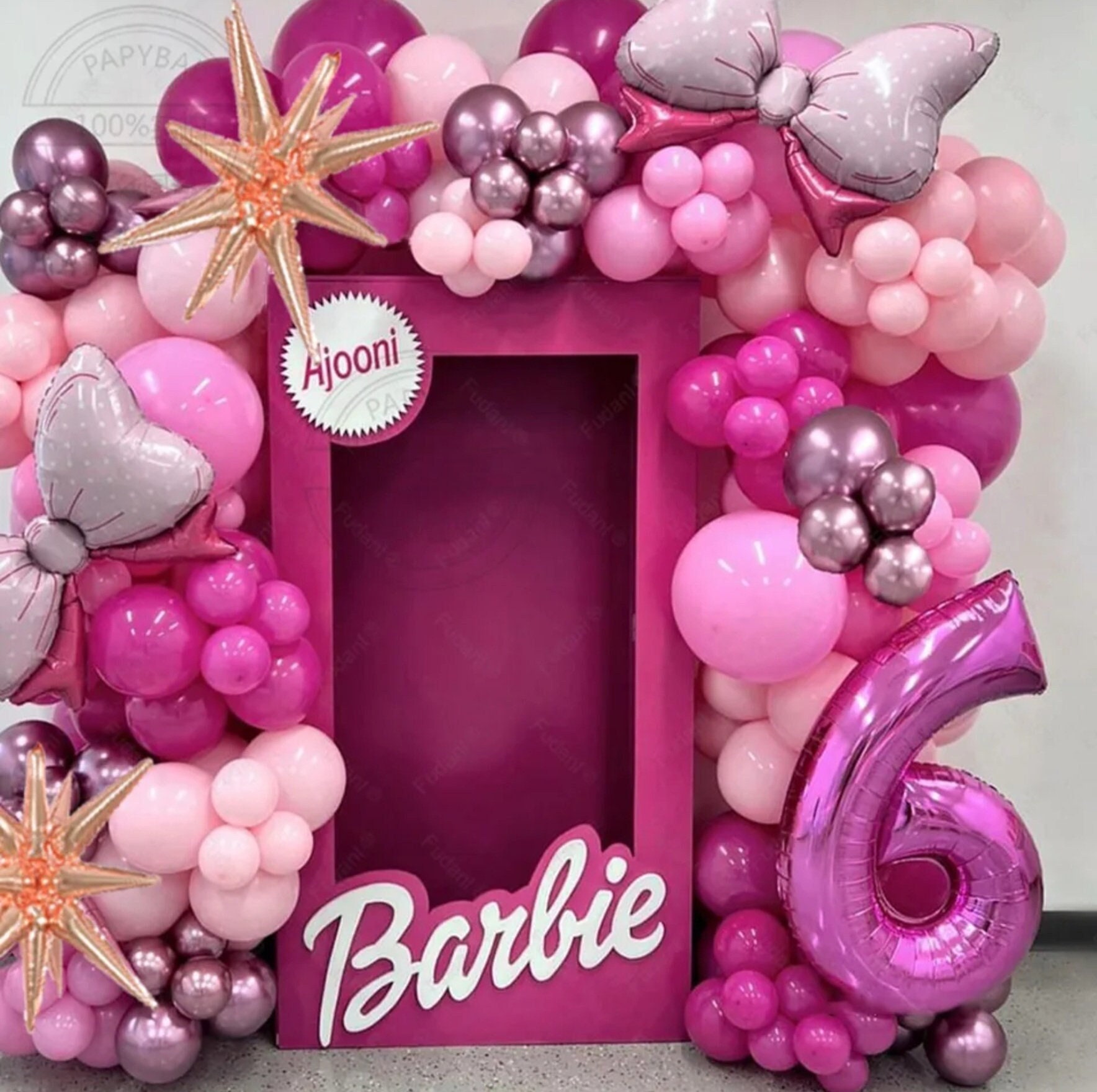 Ballon Barbie Tête Rose Holographique - Anniversaire 