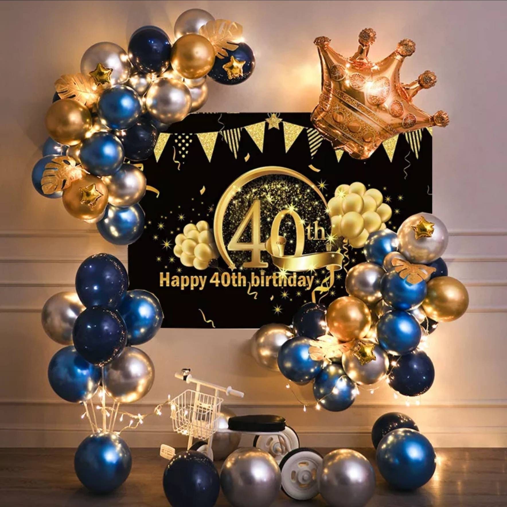 Kit de guirlande de ballons noir et or bricolage pour 30e 40e anniversaire Nouvel  An Compte à rebours Toile de fond Thanksgiving Retraite Mariage Graduation  Anniversaire Décoration de fête 