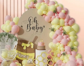 Honey Balloon Arch Garland Kit (165 Piece) Yellow Pink Baby Girl