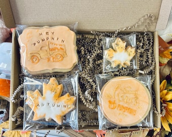 Caja de galletas de mantequilla de otoño