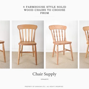 New Solid Wood Farmhouse Kitchen Dining Chair in Solid Beech Wood, Slatback Chair, Fiddleback Chair, Spindle Chair, Heartback Chair