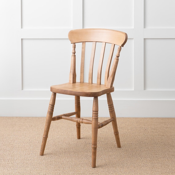 New 100% Solid Wood Farmhouse Slat Back Kitchen Dining Chair