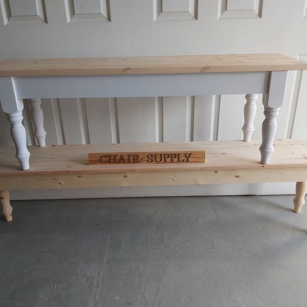 Made to Order Farmhouse Solid Pine Kitchen Dining Bench with Slim Legs, Frame Painted in Farrow and Ball, Kitchen Bench, Farmhouse Bench