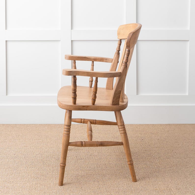 Farmhouse Slat Back Carver Chair | Solid Wood Armchair | Rustic Dining Seating | Handmade Kitchen Furniture immagine 2