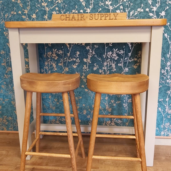 Made to order High Kitchen Breakfast Bar Table Unit with Solid Beech Top