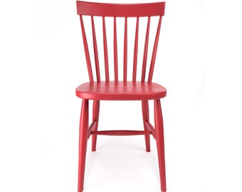 Nordic Scandinavian Spindle Chair | Solid Beech Wood | Farrow & Ball Painted | Handmade Kitchen Seating