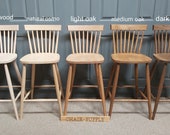 New Solid Wood Farmhouse Kitchen Dining Bar Stools in Natural colour or Stained