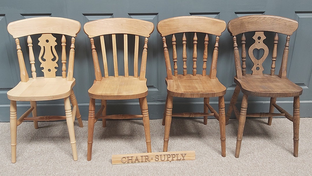 New Solid Wood Farmhouse Kitchen Dining Chair in Natural Colour or