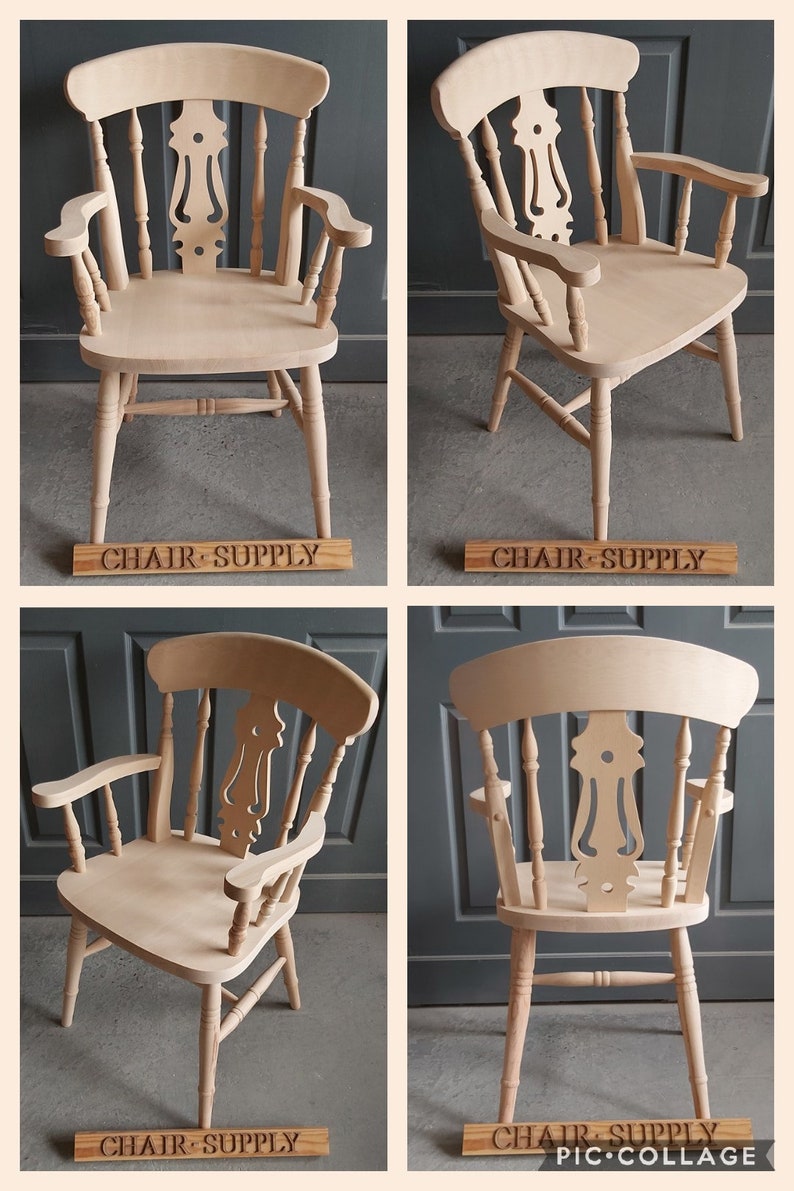 New Solid Wood Farmhouse Kitchen Dining Carver Chair Painted Etsy