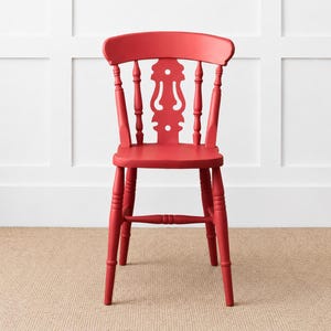 Fiddle Back Farmhouse Dining Chair, Solid Beech Wood Kitchen Chair, Hand Painted in Any Farrow & Ball Colour