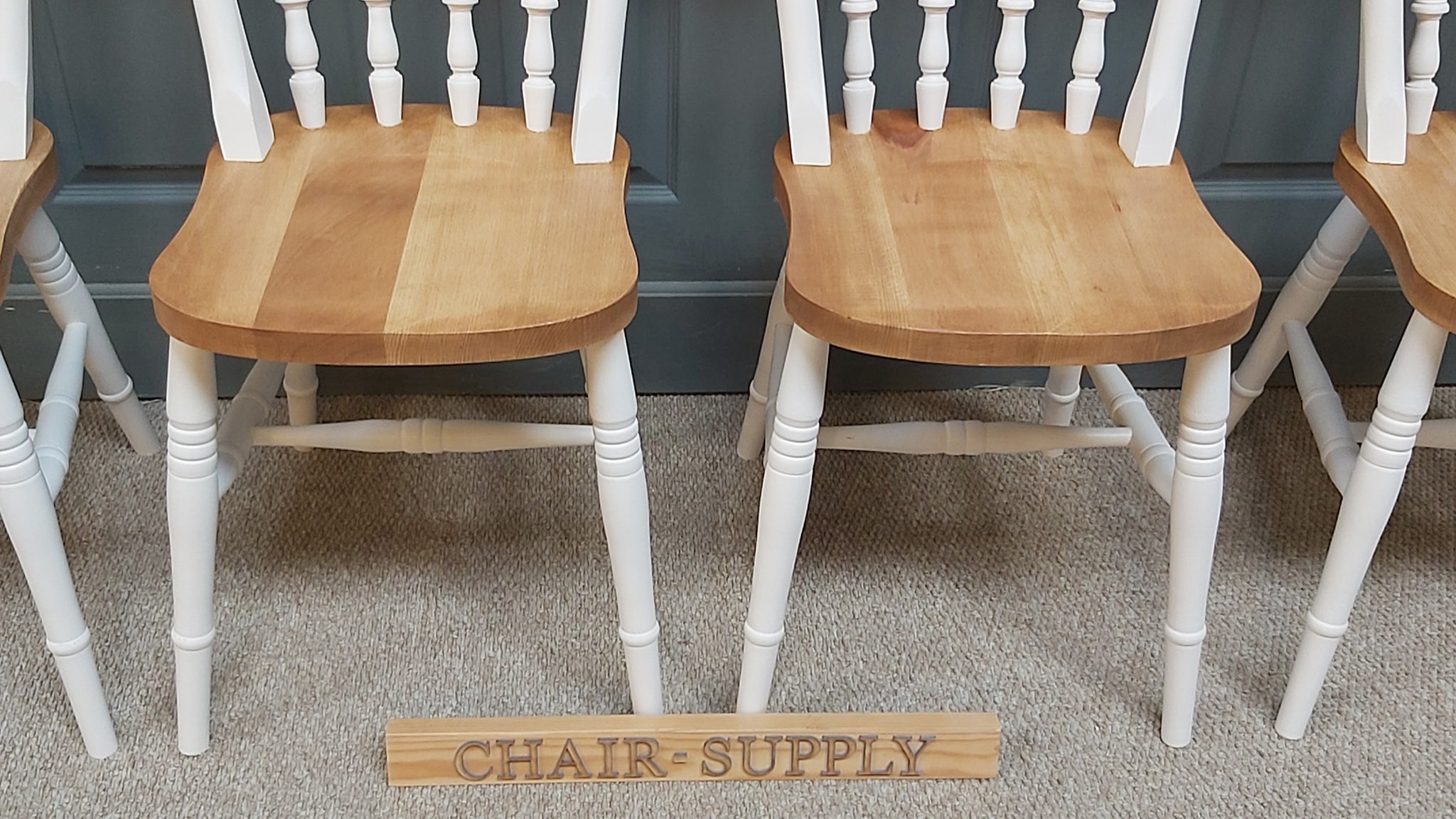 2 Tone Farmhouse Spindle Back Kitchen Dining Chairs Painted in Etsy UK