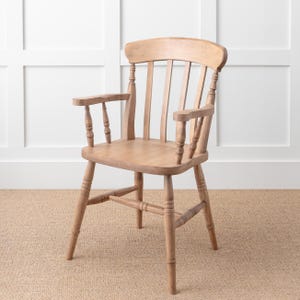Farmhouse Slat Back Carver Chair | Solid Wood Armchair | Rustic Dining Seating | Handmade Kitchen Furniture immagine 4