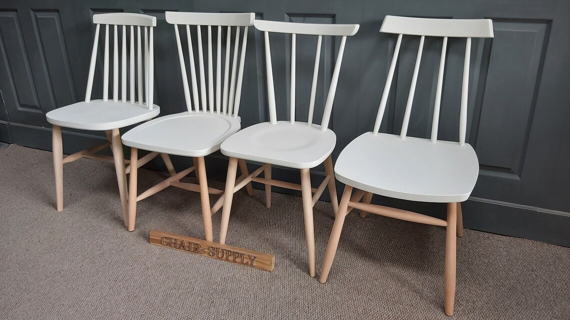 2 Tone Painted Solid Beech Spindle Kitchen Dining Chair Etsy